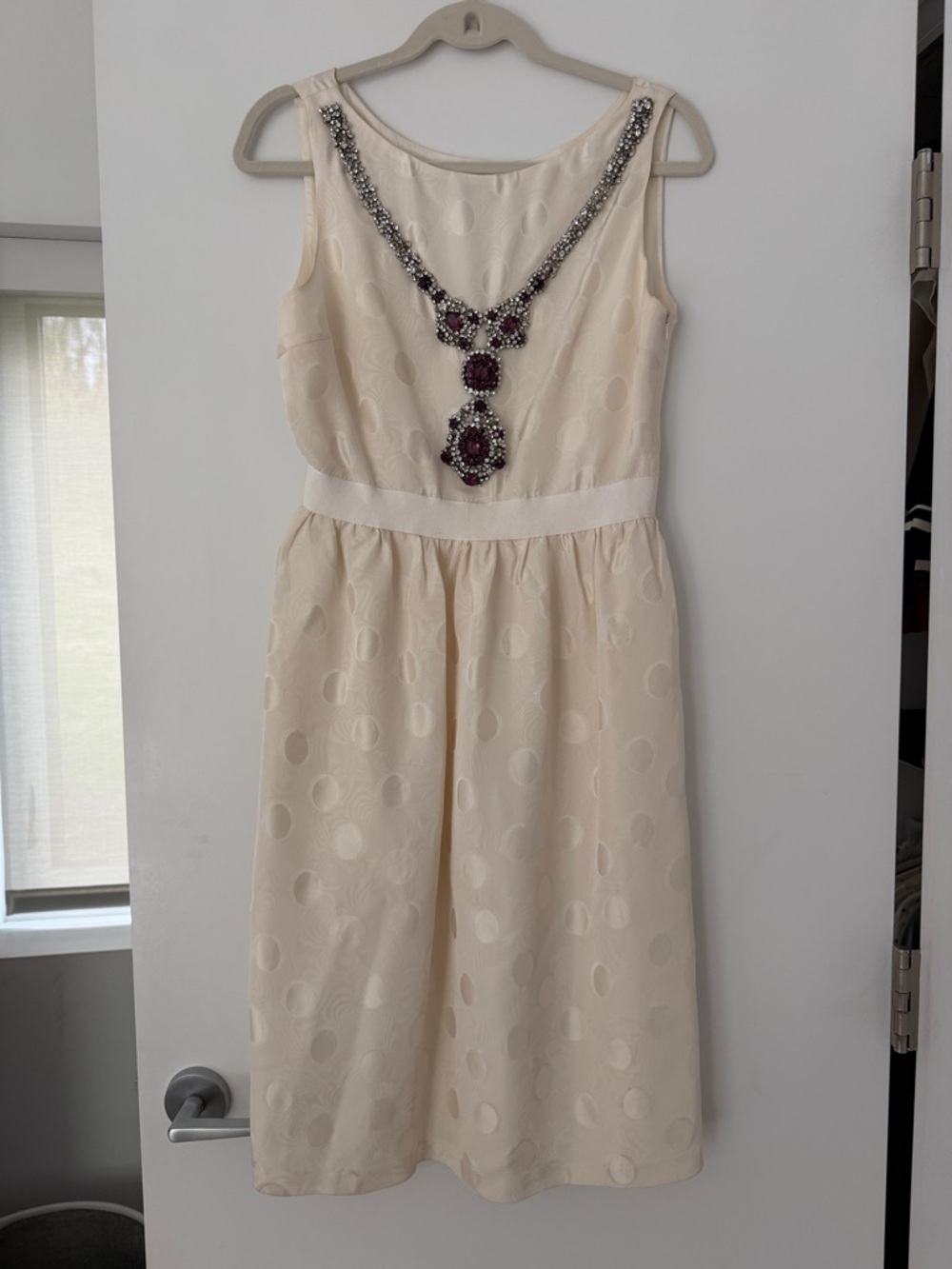Vintage STUNNING  BEHNAZ SARAFPOUR Embellished Jacquard polka dot Cocktail dress
